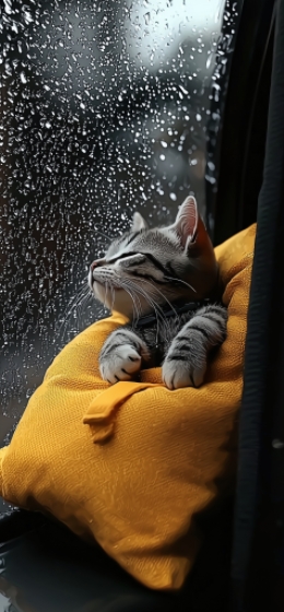 雨天里的温暖时光治愈系猫咪